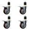 Service Caster 4'' SS Maroon Poly Swivel 1-7/8'' Expanding Stem Caster Set Total Lock Brake, 4PK SCC-SSEXTTL20S414-PPUB-MRN-178-4 - alternate 1